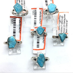 View of Turquoise Nugget Ring - Polished Freeform with Simple 925 Sterling Silver Bezel & Band sz7