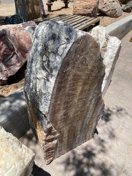 View of A+ Aqua Onyx Fountain ***NO Basin - White Dendrite Crystal Inclusion & 2 Cuts