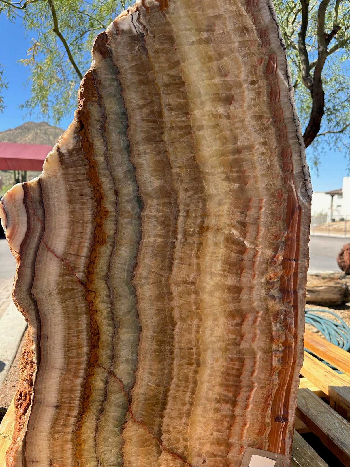 A+ Aqua Onyx Fountain - White Dendrite Crystal Inclusion & 2 Cuts