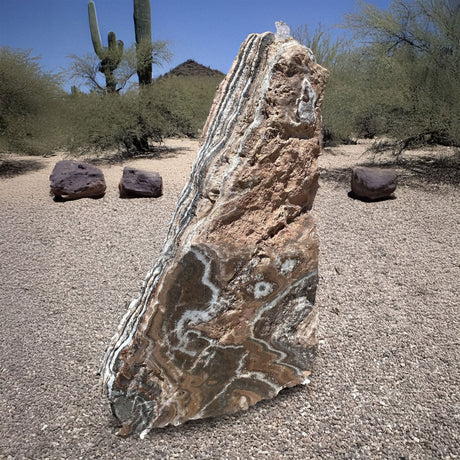 View of Red Zebra Onyx Fountain ***NO Basin - Slant Boulder