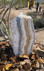 View of Zebra Onyx Fountain ***NO Basin - Boulder with Single Side Cut & Striking Lines