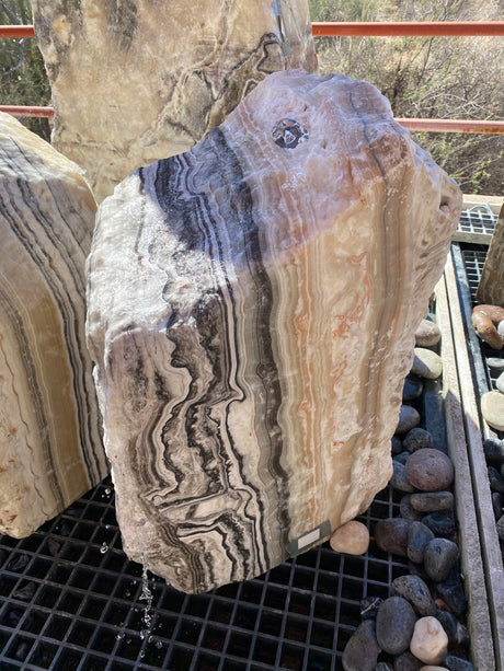 View of Zebra Onyx Fountain - Cut on Front & Back with Angular Form