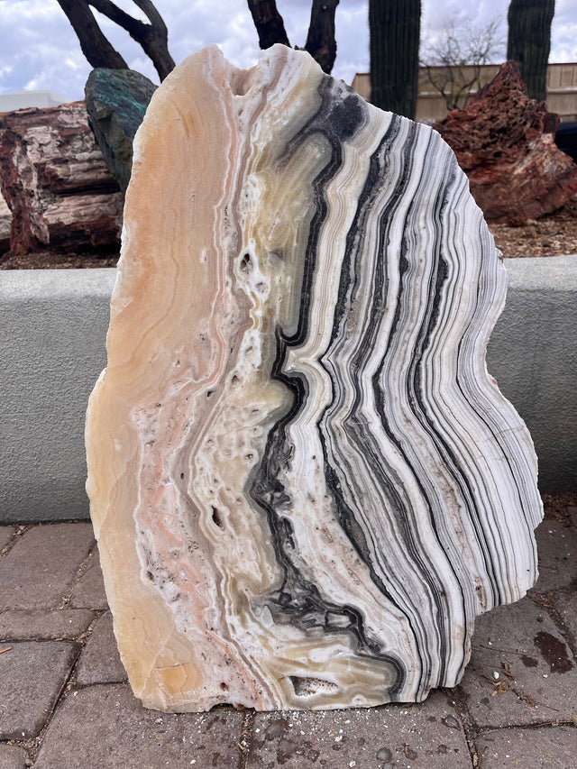 View of Zebra Onyx Fountain  - 1 Cut Side