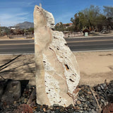 View of Meil Onyx Fountain with 3 Cut Sides and White Fossil Rustic Edge