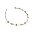 View of Faceted Peridot Link Bracelet - 11 4mm Rounds Prong Set with 925 Sterling Silver Bar Links In Between