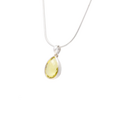 Lemon Quartz Pendant - Classic Faceted Pear with 925 Sterling Silver Bezel & Bail