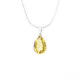 View of Lemon Quartz Pendant - Classic Faceted Pear with 925 Sterling Silver Bezel & Bail