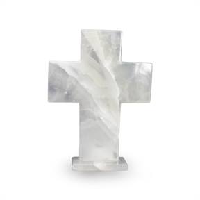 View of Ice Amber Onyx Cross Carving
