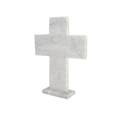 View of White Marble Cross Carving