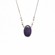 View of Blue Goldstone Necklace - Oval Cabochon with 2 Freshwater Pearls on Simple 925 Sterling Silver Box Chain