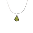 View of Moldavite Pendant - Freeform Prong Set with 925 Sterling Silver - Rounded Shape