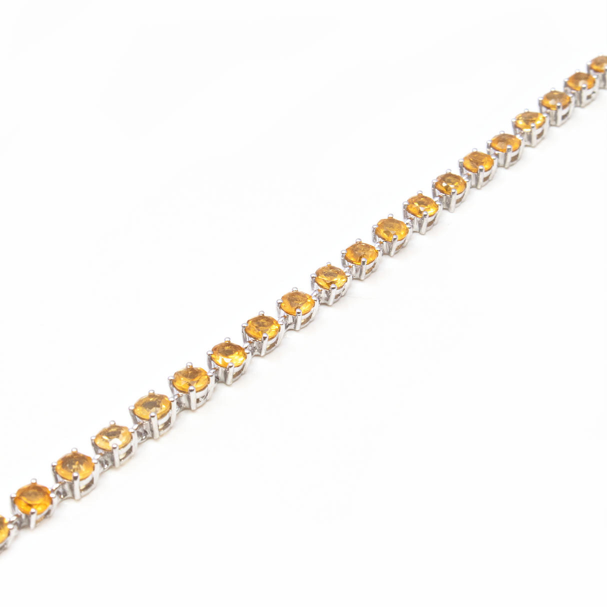 Faceted Citrine Link Bracelet - 24 4mm Rounds Prong Set with 925 Sterling Silver - Deep Orange Hue