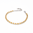View of Faceted Citrine Link Bracelet - 24 4mm Rounds Prong Set with 925 Sterling Silver - Deep Orange Hue