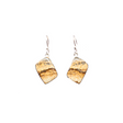 View of Picture Jasper Dangle Earrings - Diamond Set Square Cabochon with Simple 925 Sterling Silver Bezel