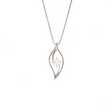 View of Rainbow Moonstone Necklace - Faceted Round Prong Set on Delicate Leaf on 925 Sterling Silver Box Chain