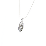 Black Tourmaline Rutile Pendant - Classic Oval Cabochon with Simple 925 Sterling Silver Bezel - High Clarity with Dense Rutilation