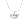 View of Black Tourmaline Rutile Pendant - Half Circle Cabochon with Simple 925 Sterling Silver Bezel