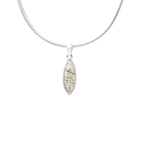 View of Green Rutile Pendant - Narrow Sharp Oval Cabochon with 925 Sterling Silver Bezel