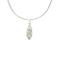 View of Green Rutile Pendant - Narrow Sharp Oval Cabochon with 925 Sterling Silver Bezel