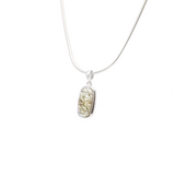 Green Rutile Pendant - Rectangle Cabochon with 925 Sterling Silver Bezel
