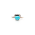 View of Turquoise Ring - Oval Cabochon Prong Set with White Czs on 925 Sterling Silver Vert Band sz8