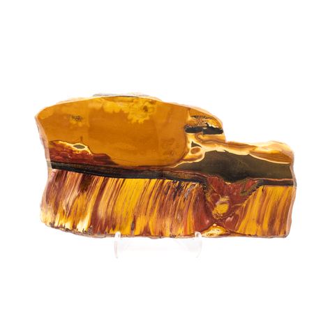 View of Mara Mamba Tiger Eye Slice - Freeform with Lucite Easel from Australia