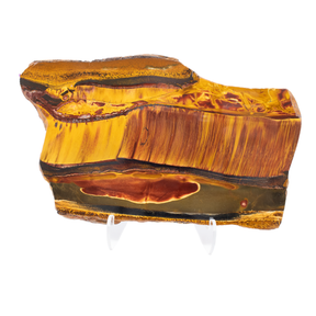 View of Mara Mamba Tiger Eye Slice - Freeform with Lucite Easel from Australia