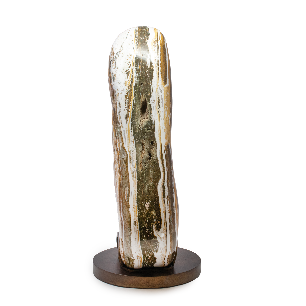 Ocean Jasper FreeForm Set on Custom Rotating Stand Patina Finish
