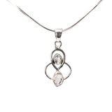 View of Herkimer Diamond Pendant - 2 Nuggets Set in 925 Sterling Silver Bezels on Open Tri-Circles