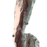 Michigan Copper Slice with Green Matrix on Custom Patina Stand with Textile Flow Desgin - TableTop Size