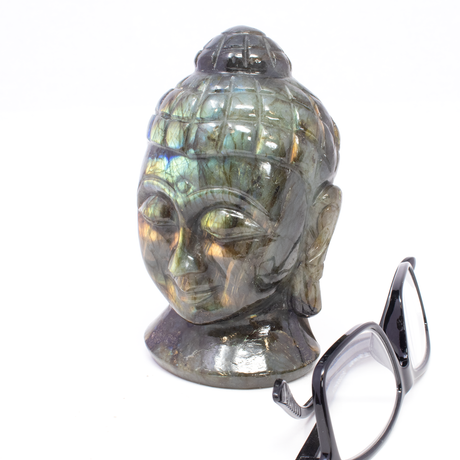 View of Labradorite Buddha Head Carving