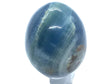 View of A+ Argentinian Blue Calcite Egg with Lucite Ring Stand