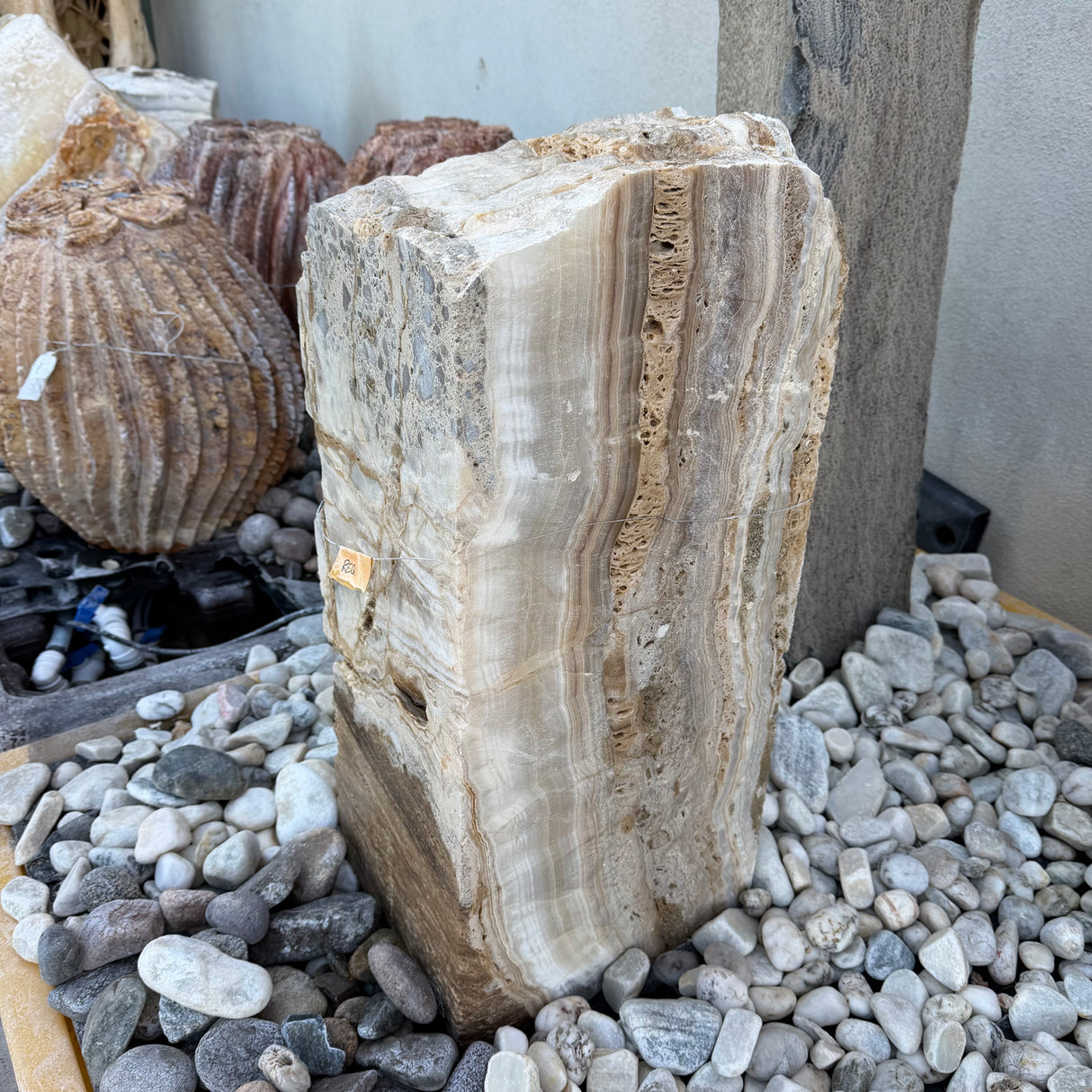 Gray Amber Onyx Block Fountain ***NO Basin