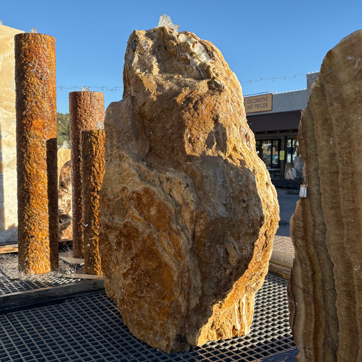 Unique Toffee Onyx Boulder Fountain