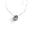 Rare Earth Gallery oval Ethiopian opal cabochon necklace in a 925 sterling silver slider bezel with an 18-inch chain.