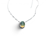 Rare Earth Gallery oval Ethiopian opal cabochon necklace in a 925 sterling silver slider bezel with an 18-inch chain.