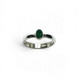 Rare Earth Gallery emerald ring featuring a faceted oval stone in a simple silver bezel setting, size 6.5.