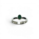 Rare Earth Gallery emerald ring featuring a faceted oval stone in a simple silver bezel setting, size 6.5.