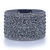 Wide Crystal Wrap Bracelet - Green with Magnetic Clasp