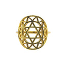 Heart Chakra Silver Ring with Gold Overlay - Sacred Geometry