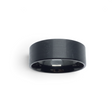 Rare Earth Gallery 9mm black tungsten ring with a brushed finish and pipe cut design