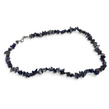 Rare Earth Gallery sodalite chip necklace featuring polished blue and white stone fragments on a silver-tone clasp.