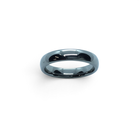Rare Earth Gallery 4mm tungsten ring with a polished domed surface and a sleek metallic finish.