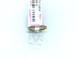 Slim gold-tone titanium ring pave-set with white cubic zirconia across the top half