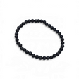 Rare Earth Gallery 4mm black lava stone bead bracelet with a textured, porous finish on a white background.