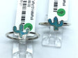 View of Turquoise Ring - Cactus Bezel Set in Simple 925 Sterling Silver sz9