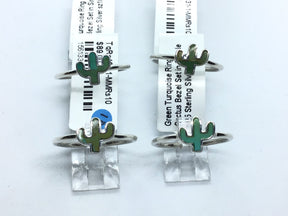 View of Green Turquoise Ring - Cactus Bezel Set in Simple 925 Sterling Silver sz10