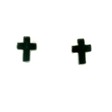 View of Black Tourmaline Cross Earrings - Bezel Set in Simple 925 Sterling Silver