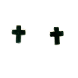 View of Black Tourmaline Cross Earrings - Bezel Set in Simple 925 Sterling Silver