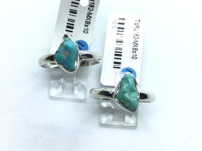 View of Turquoise Nugget Ring - Polished Freeform Bezel Set in Simple 925 Sterling Silver sz10